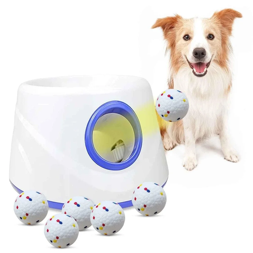 DDQ Automatic Dog Ball Launcher 3 Distance 20-45FT 6 Balls Small Medium Dogs Toy